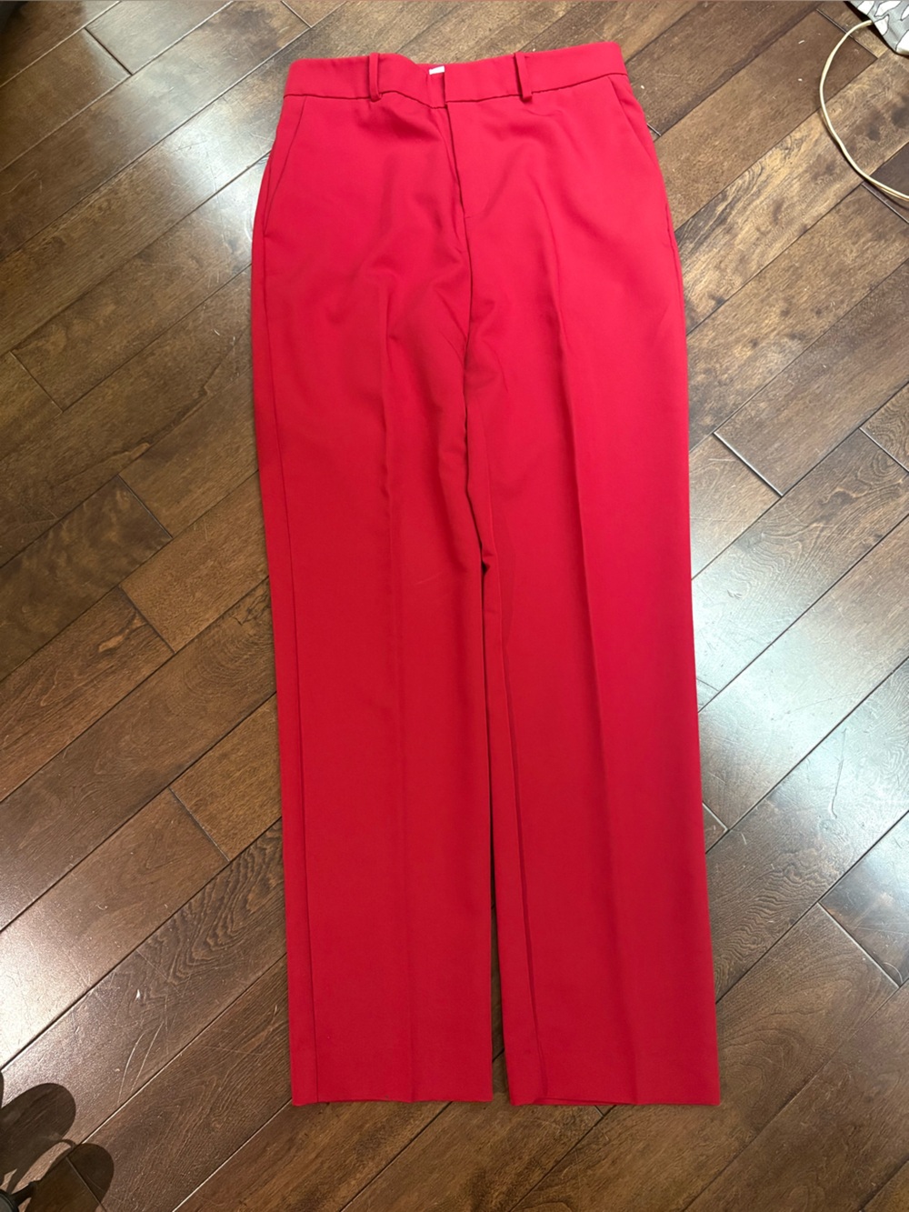 MANGO Bright Red Tailored Straight Leg Trousers - Size 4 (EUR 36) - Like New